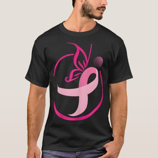 Pink Ribbon Golf S-Butterflies Borstkanker T-shirt (Voorkant)