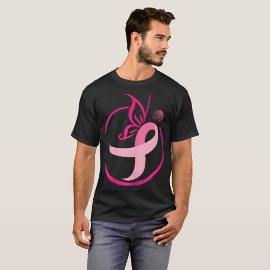 Pink Ribbon Golf S-Butterflies Borstkanker T-shirt (Voorkant volledig)