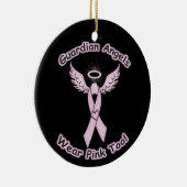 Pink Ribbon Guardian Angel Keramisch Ornament (Rechts)