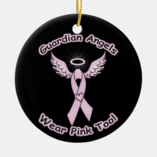 Pink Ribbon Guardian Angel Keramisch Ornament
