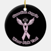 Pink Ribbon Guardian Angel Keramisch Ornament (Achterkant)