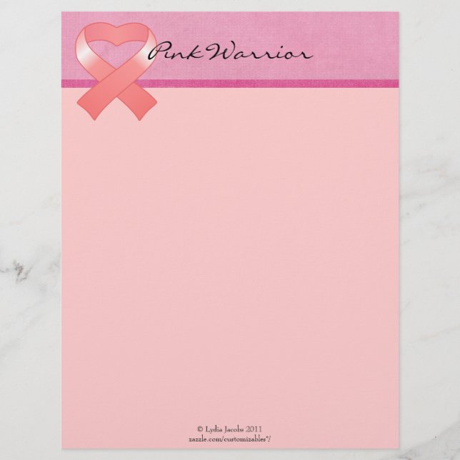 Pink Ribbon Heart Letterhead (Voorkant)