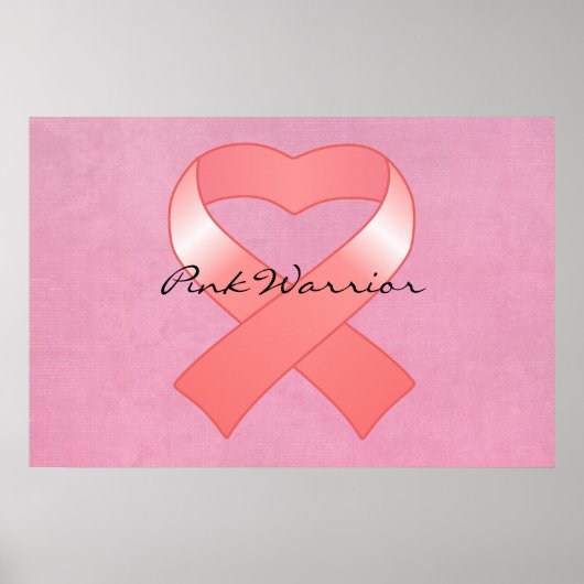 Pink Ribbon Heart Poster Print (Voorkant)