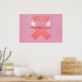 Pink Ribbon Heart Poster Print (Keuken)