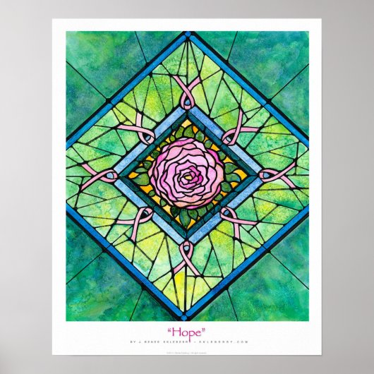 Pink Ribbon "Hope" Ekleberry Fine Art Poster (Voorkant)
