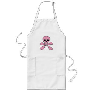 Pink Ribbon Jolly Roger Pirate Apron Lang Schort