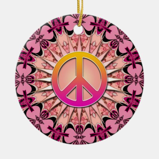 Pink Ribbon Mandala Keepomwille Peace Ornament (Voorkant)