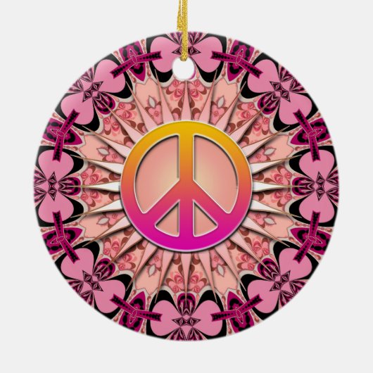 Pink Ribbon Mandala Keepomwille Peace Ornament (Achterkant)