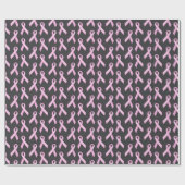 Pink Ribbon on Black - Breast Cancer Awareness Cadeaupapier (Vlak)