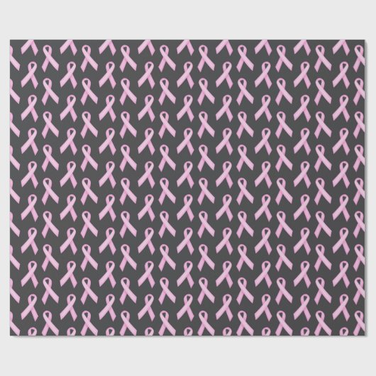 Pink Ribbon on Black - Breast Cancer Awareness Cadeaupapier (Vlak)