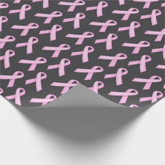 Pink Ribbon on Black - Breast Cancer Awareness Cadeaupapier (Hoek)