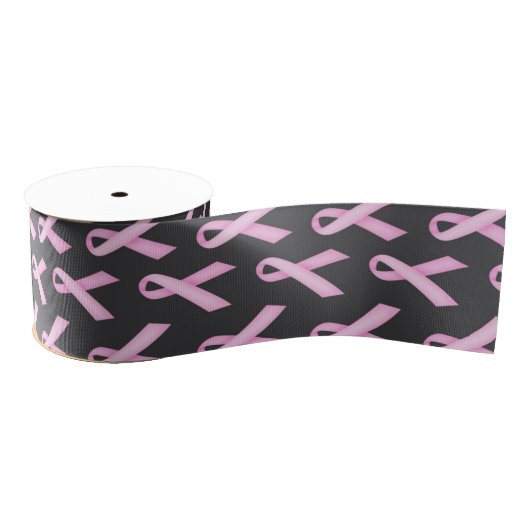 Pink Ribbon on Black - Breast Cancer Awareness Grosgrain Lint (Spoel)