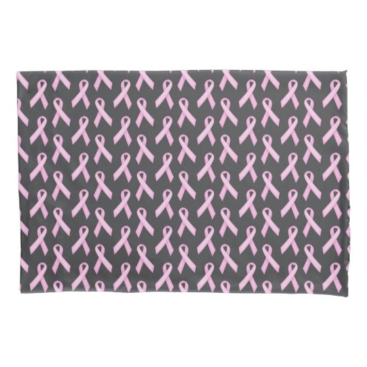 Pink Ribbon on Black - Breast Cancer Awareness Kussensloop (Voorkant)