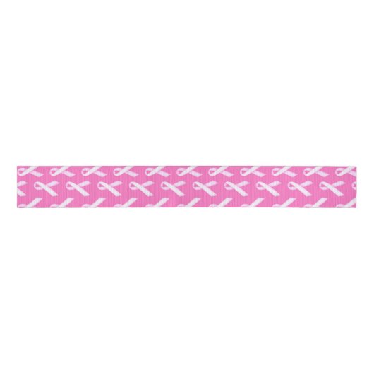 Pink Ribbon Pattern – Breast Cancer Awareness Grosgrain Lint (Voorkant)