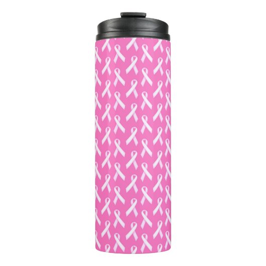Pink Ribbon Pattern – Breast Cancer Awareness Thermosbeker (Voorkant)