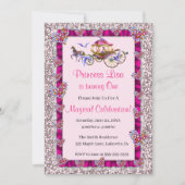 Pink Ribbon Pink Glitter Royal Princess Birthday Kaart (Voorkant)