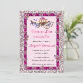 Pink Ribbon Pink Glitter Royal Princess Birthday Kaart (Staand voorkant)