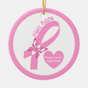 Pink Ribbon Pink Hope Bewustzijn van borstkanker Keramisch Ornament