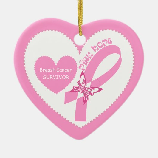 Pink Ribbon Pink Hope Bewustzijn van borstkanker Keramisch Ornament (Voorkant)