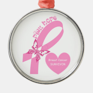 Pink Ribbon Pink Hope Bewustzijn van borstkanker Metalen Ornament