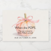 Pink Ribbon Pumpkin Baby shower Mini Sparkling Wijnetiket (Enkel label)