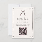 Pink Ribbon QR Code RSVP-kaart – grillige bruiloft RSVP Kaartje (Voorkant)