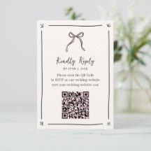 Pink Ribbon QR Code RSVP-kaart – grillige bruiloft