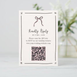 Pink Ribbon QR Code RSVP-kaart – grillige bruiloft RSVP Kaartje