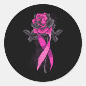 Pink Ribbon Roos Breast Cancer Bewustheid Overlevi Ronde Sticker (Voorkant)