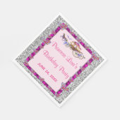 Pink Ribbon Silver Glitter Royal Princess Birthday Servet (Hoek)