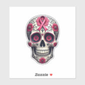 Pink Ribbon Sugar Skull Calavera Breast Cancer Awa Sticker (Vel)