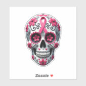 Pink Ribbon Sugar Skull Calavera Breast Cancer Awa Sticker (Vel)