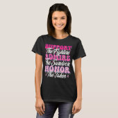 Pink Ribbon Support bewonder het borstbewustzijn v T-shirt (Voorkant volledig)