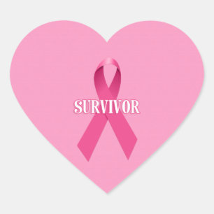 Pink Ribbon Survivor op Pink Heart Hart Sticker