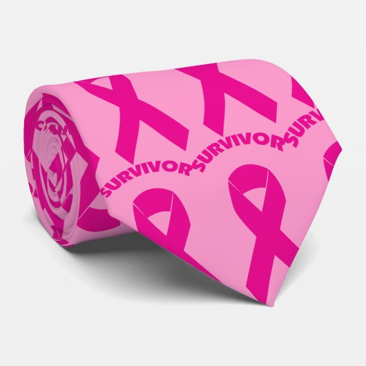 Pink Ribbon Survivor Stropdas (Opgerold)