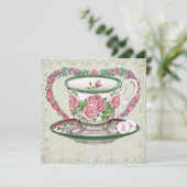 Pink Ribbon Sweet Tea Party - SRF Kaart (Staand voorkant)