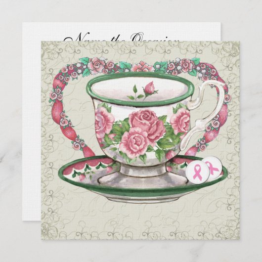 Pink Ribbon Sweet Tea Party - SRF Kaart (Voorkant / Achterkant)