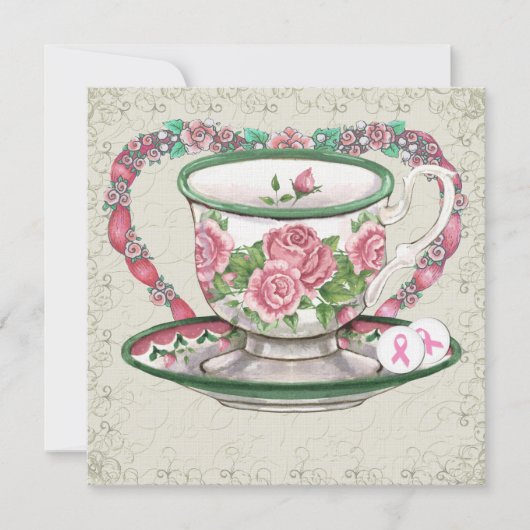 Pink Ribbon Sweet Tea Party - SRF Kaart (Voorkant)