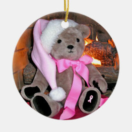 Pink Ribbon Teddy Bear kerstversiering Keramisch Ornament