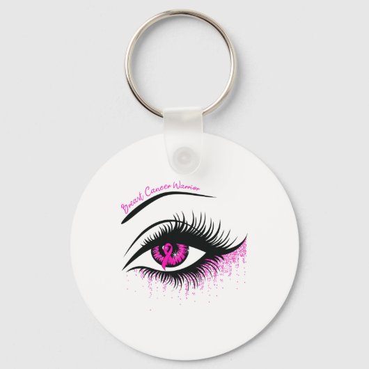 Pink Ribbon Warrior Borstkanker Awareness Month Sleutelhanger (Voorkant)
