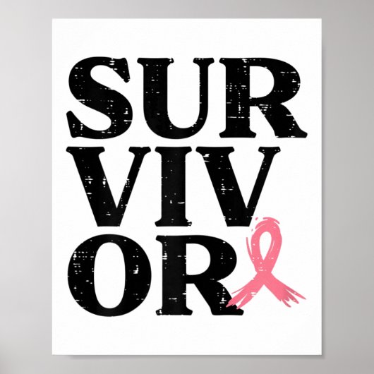 Pink Ribbon Warrior Borstkanker Bewustzijn Vrouwen Poster (Voorkant)