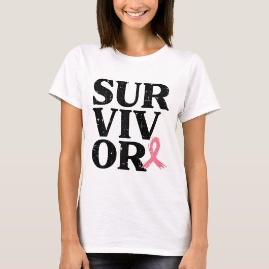 Pink Ribbon Warrior Borstkanker Bewustzijn Vrouwen T-shirt (Voorkant)