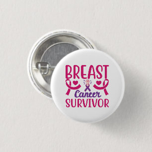 Pink Ribbon Warrior Chemo Borstkanker Overlevende  Ronde Button 3,2 Cm