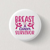 Pink Ribbon Warrior Chemo Borstkanker Overlevende  Ronde Button 3,2 Cm (Voorkant)