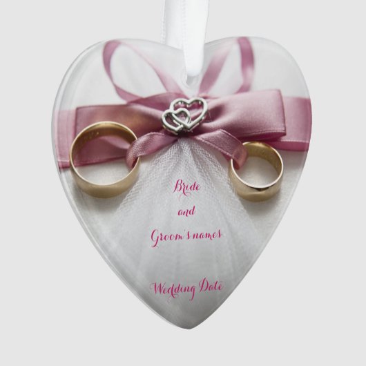 Pink Ribbon Wedding Favor Ornament (voorkant)