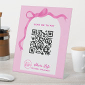 Pink Ribbon Wedding Gate Payment Reclamebord Met Voetstuk (Insitu)