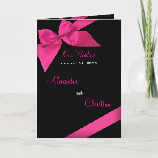 Pink Ribbon Wedding Invitation Kaart (Voorkant)