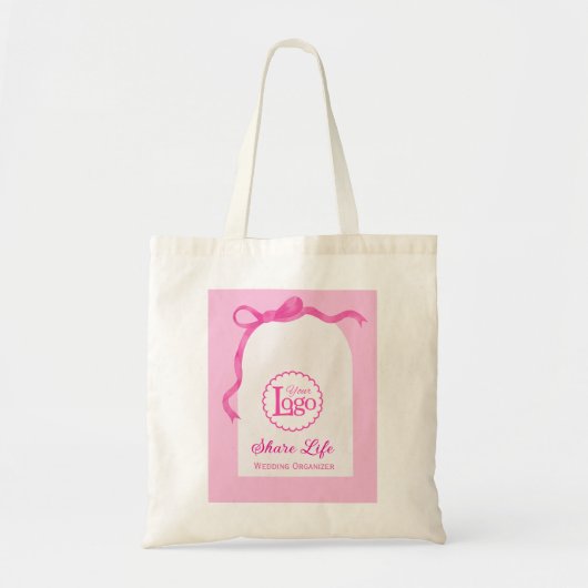 Pink Ribbon Wedding Organizer Business Promotion Tote Bag (Voorkant)