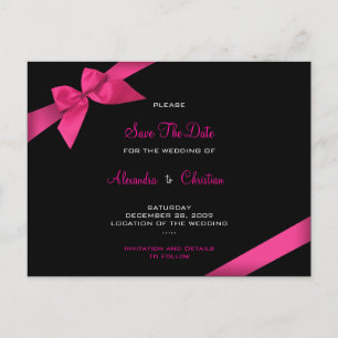 Pink Ribbon Wedding Save the Date 4 Aankondigingskaart