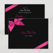 Pink Ribbon Wedding Save the Date Aankondiging (Voorkant / Achterkant)